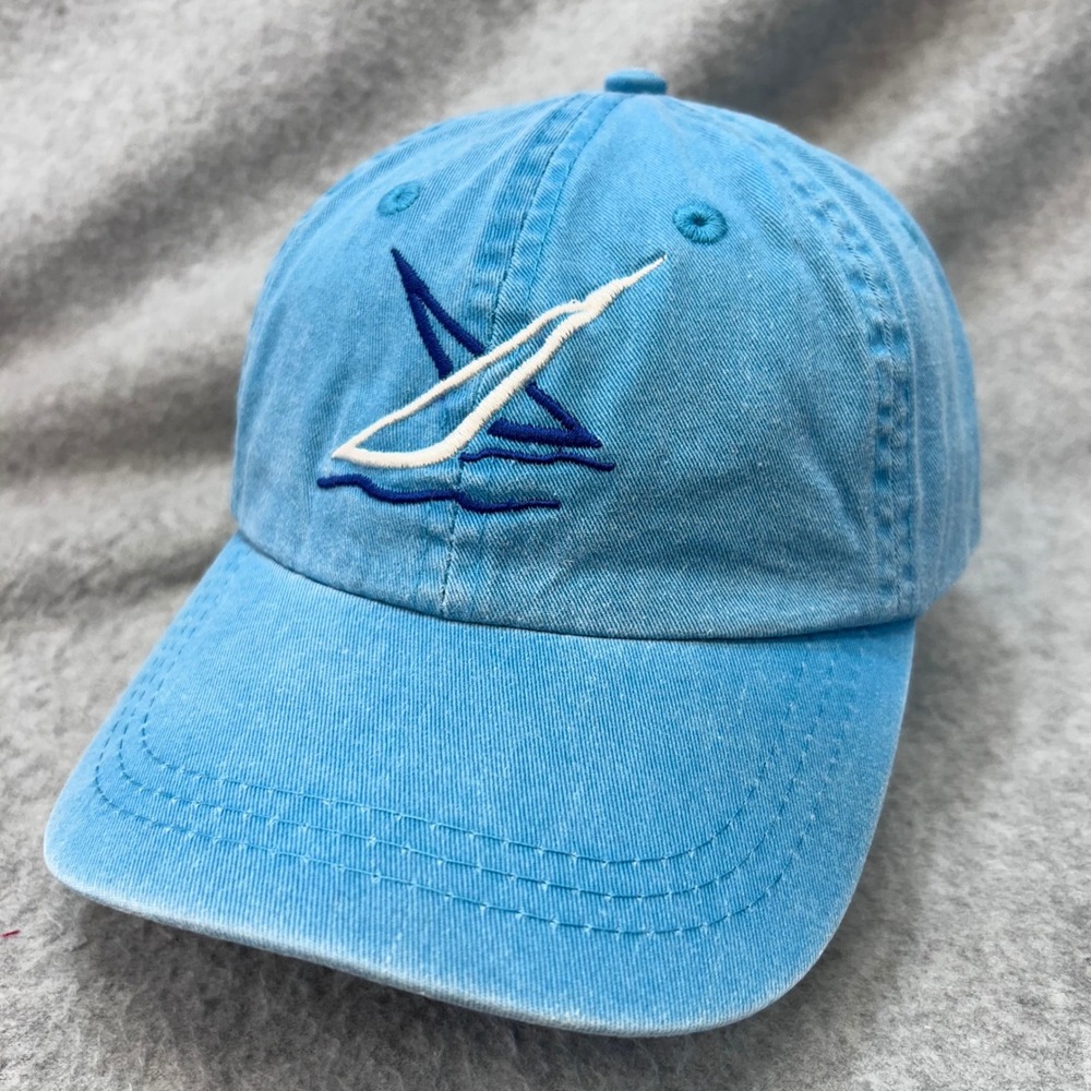 Sailboat Kids Blue Adams Baseball Hat Leather Strap Adjustable OSFM